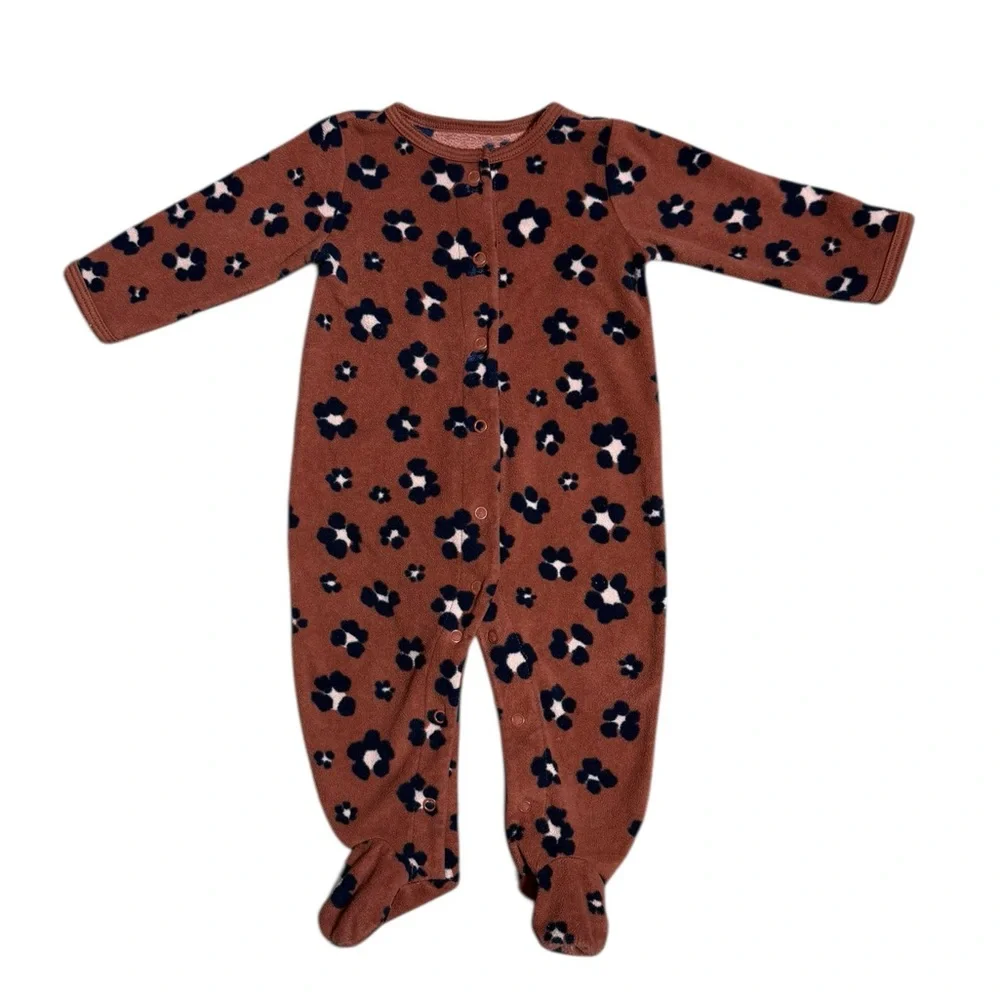 Carter's Baby Girl Floral Footed Fleece Pajamas Size 6 Months